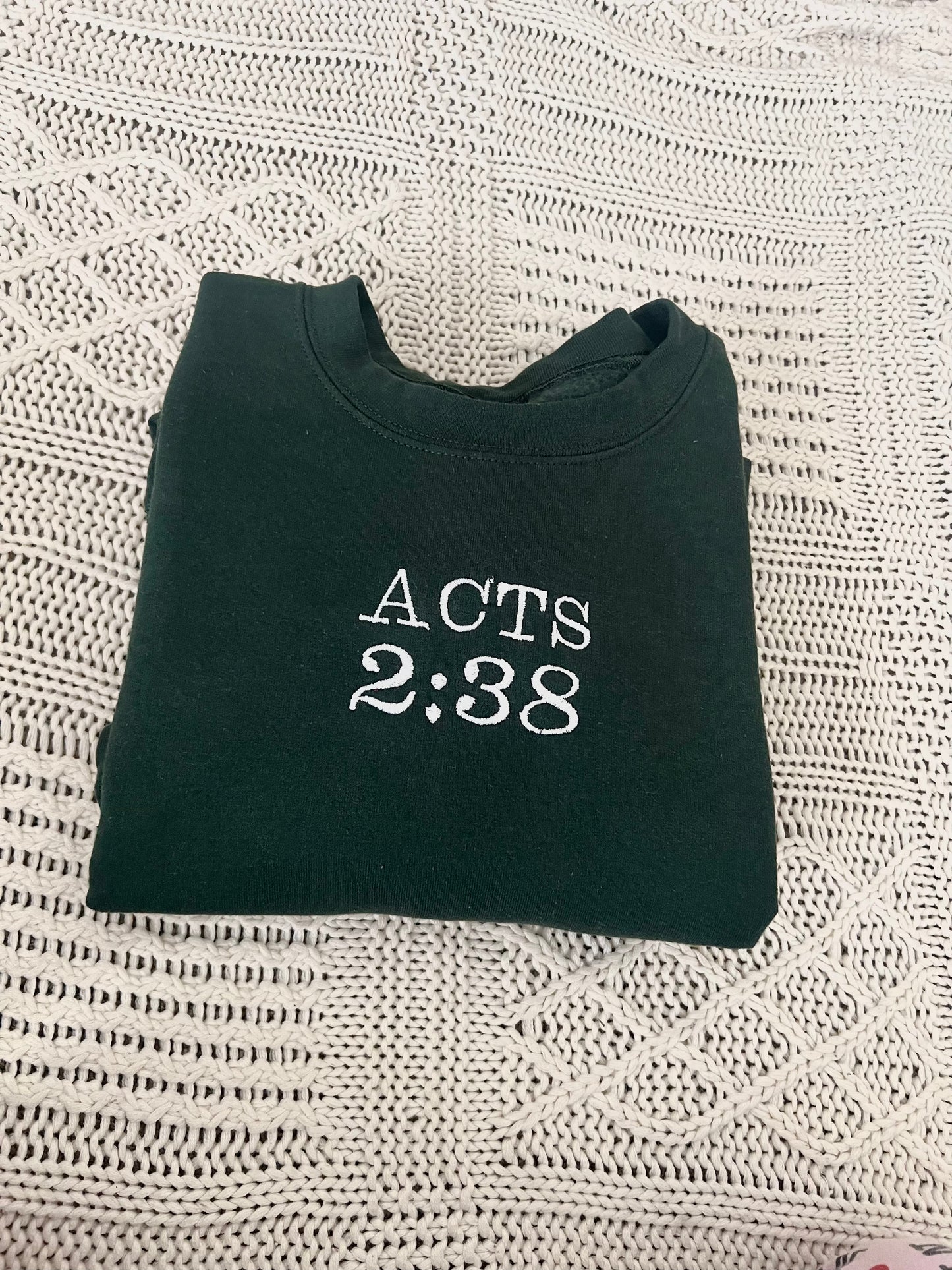 FOREST GREEN ACTS 2:38 CREWNECK