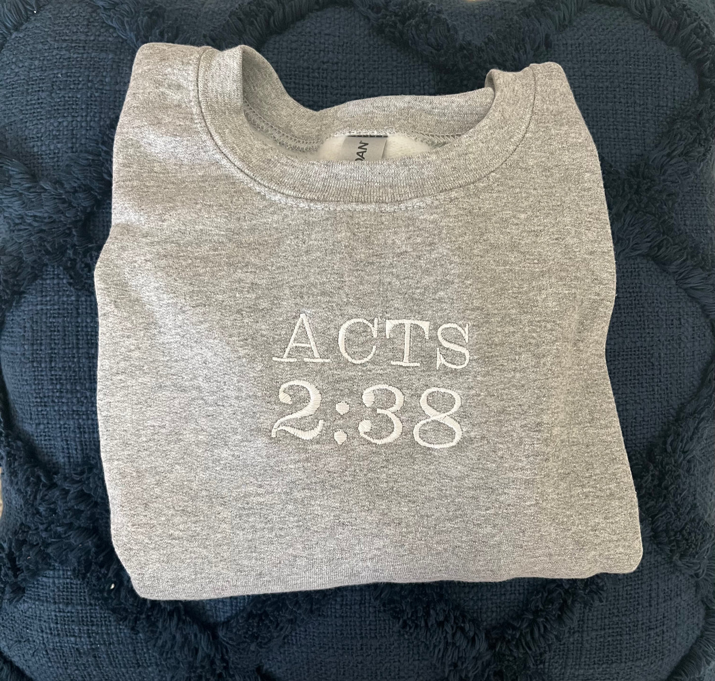 LIGHT GREY ACTS 2:38 CREWNECK