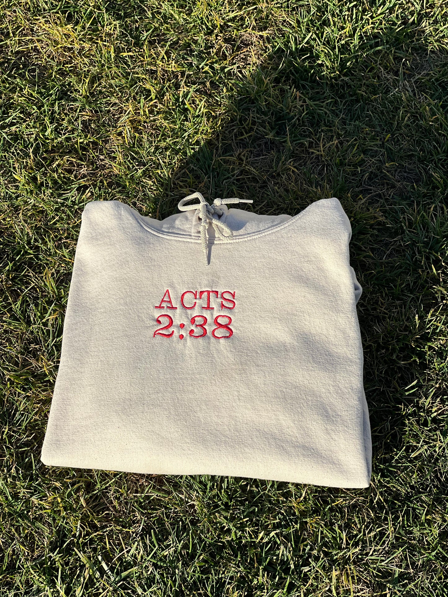 BEIGE ACTS 2:38 HOODIE