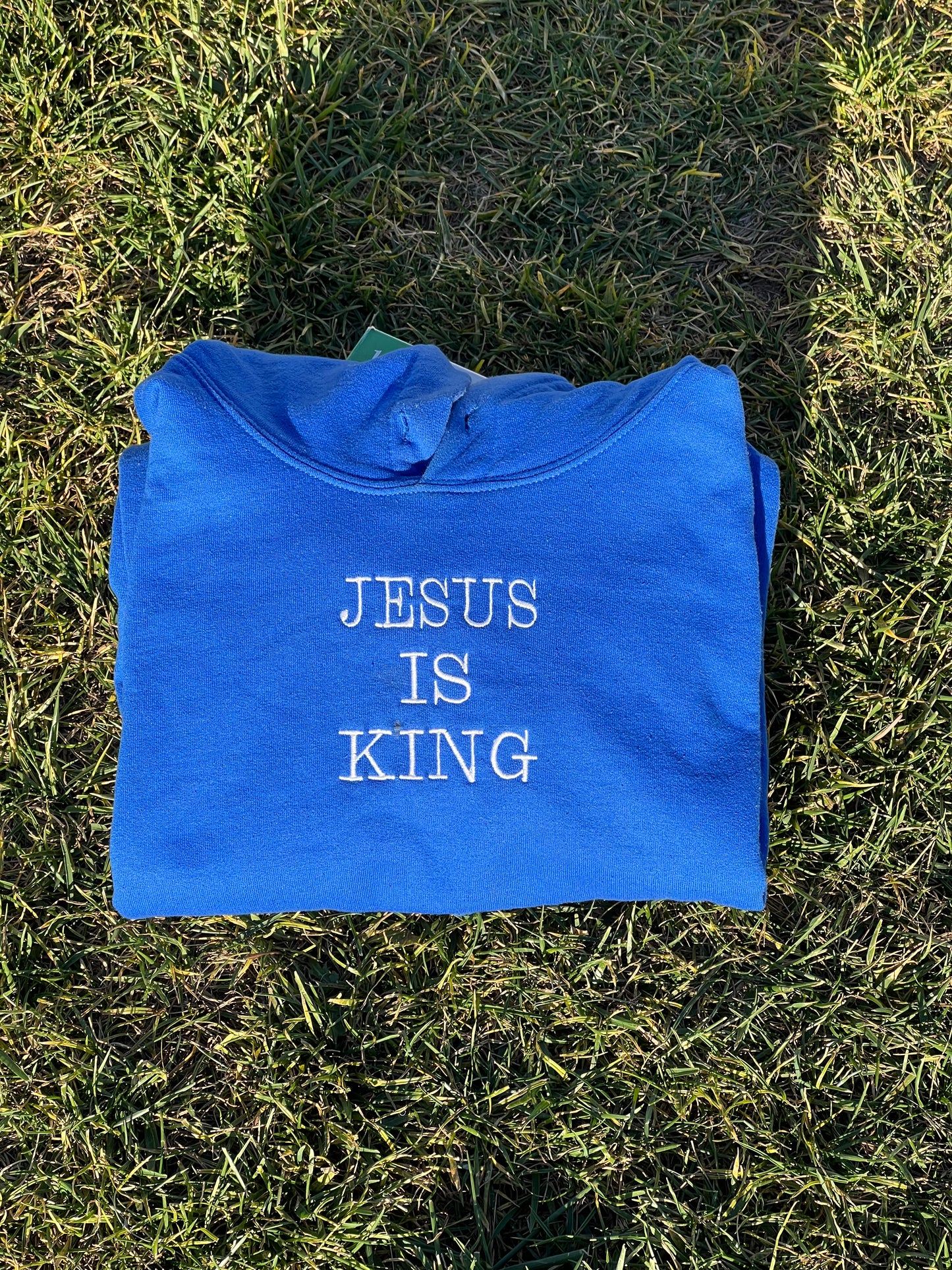 ROYAL BLUE JESUS IS KING HOODIE