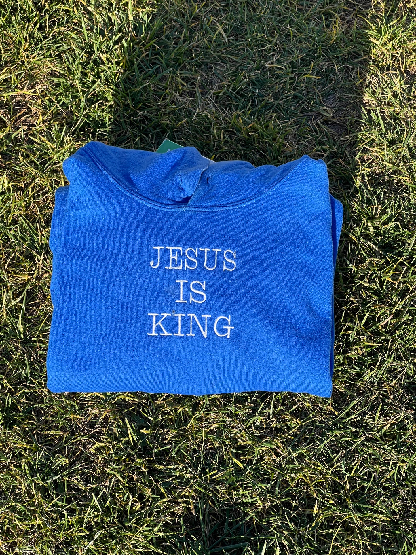 ROYAL BLUE JESUS IS KING HOODIE