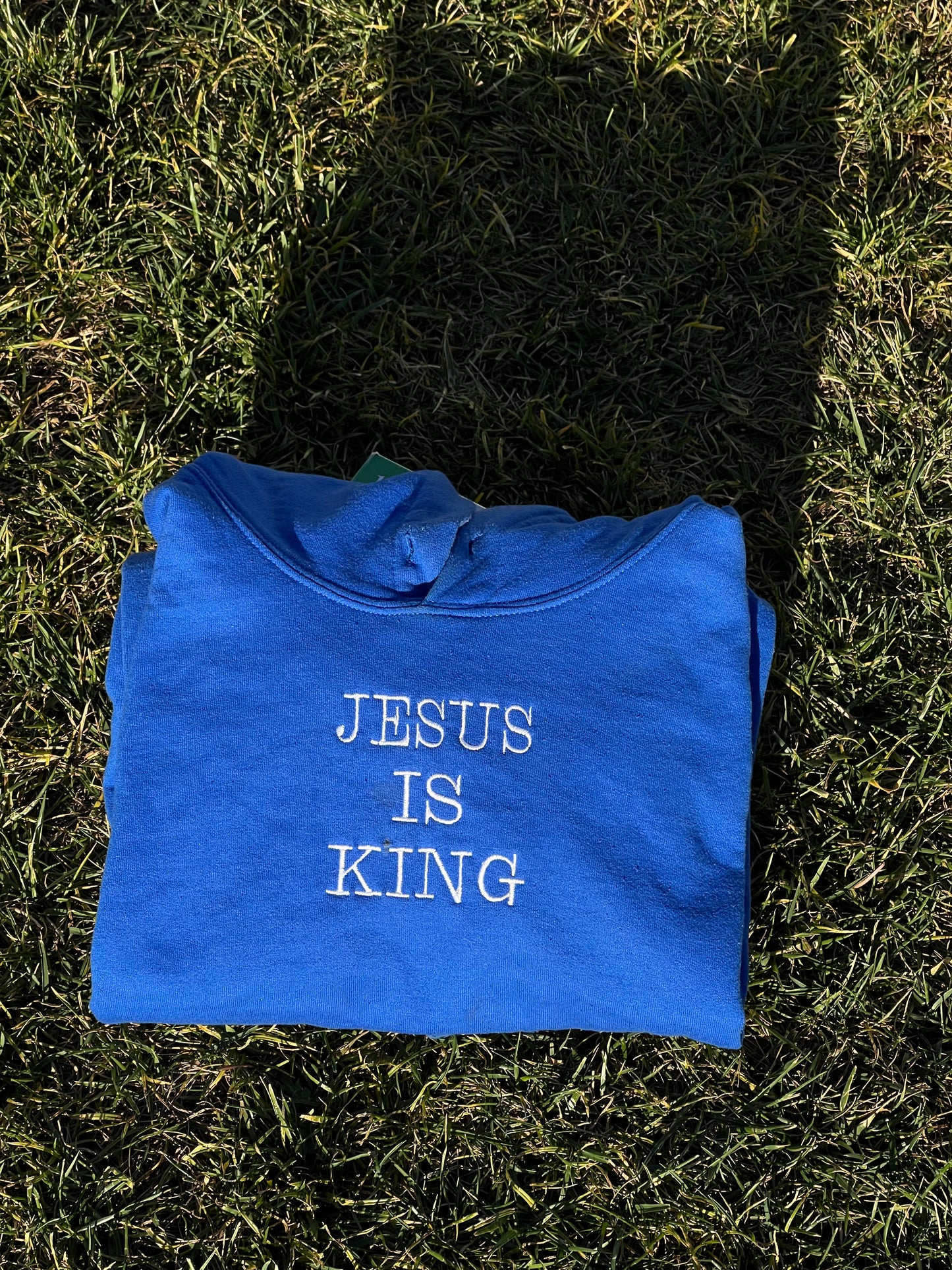 ROYAL BLUE JESUS IS KING HOODIE