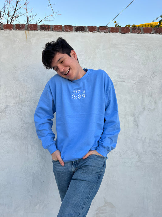 SKY BLUE ACTS 2:38 CREWNECK ENOCH/LUKE