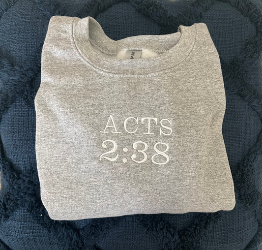 LIGHT GREY ACTS 2:38 CREWNECK LUKE